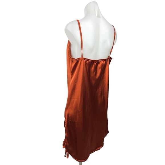 PrettyLittleThing Brown Silky Satin Cowl Neck Short Camisole Tank Dress Size L - Picture 2 of 5